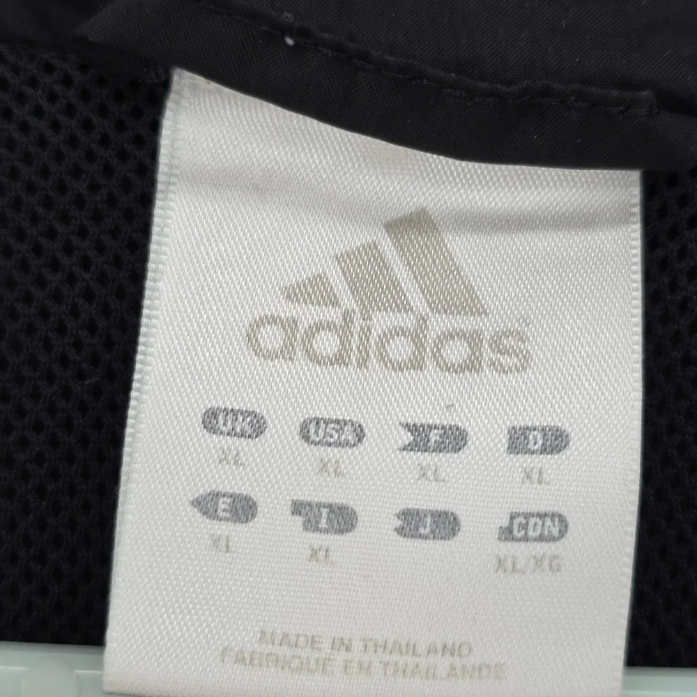 Vintage Adidas Y2K Windbreaker Jacket Mens‎ XL Black White Striped StreetWear 02